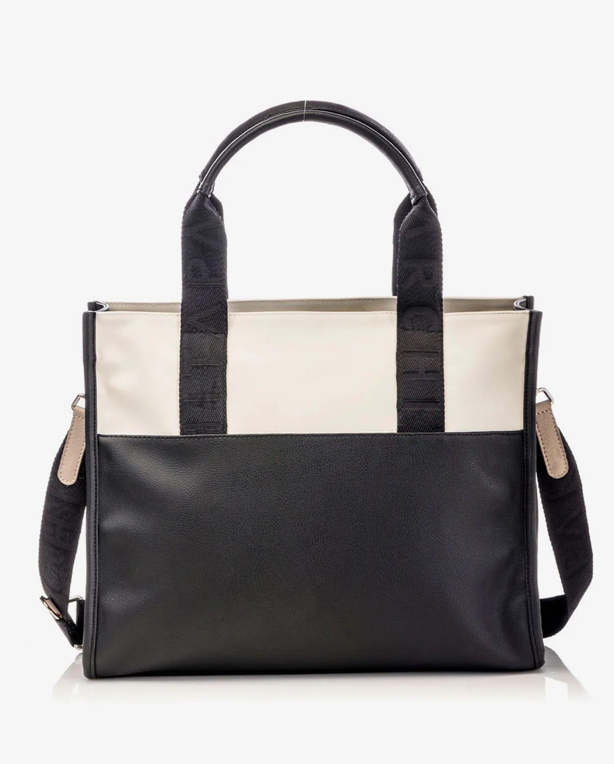 Bolso Shopping Clásico Negro x Crema - Image 3